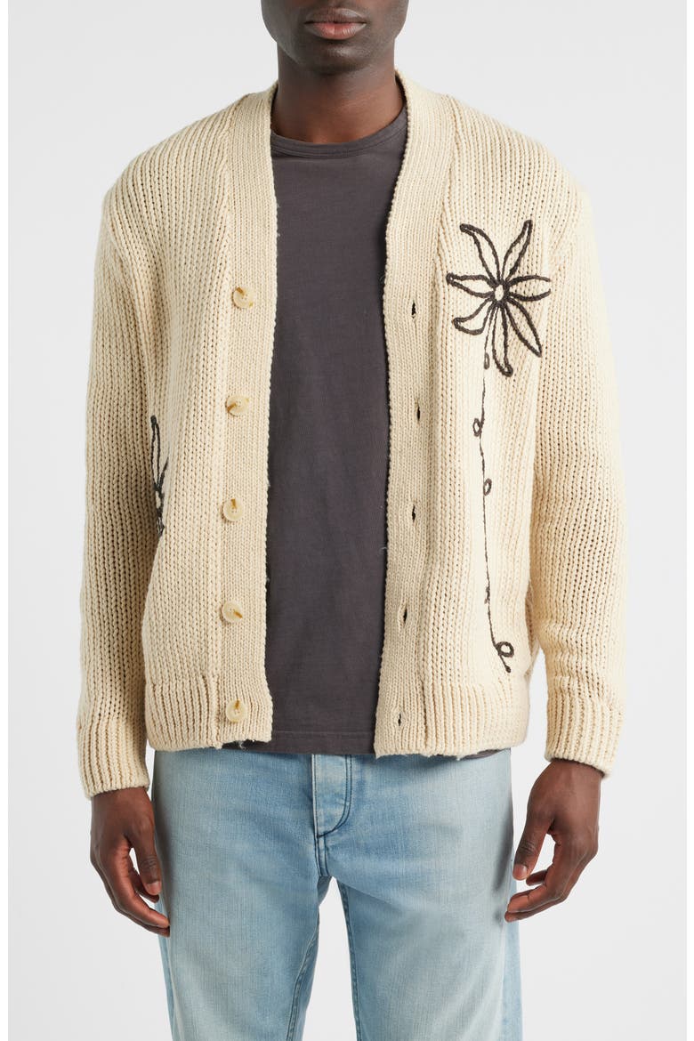 Mika 6620 Flower Embroidered Recycled Polyester Blend Cardigan