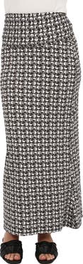 24seven Comfort Apparel Womens Essential Geometric Print Foldover Waist Maxi Skirt