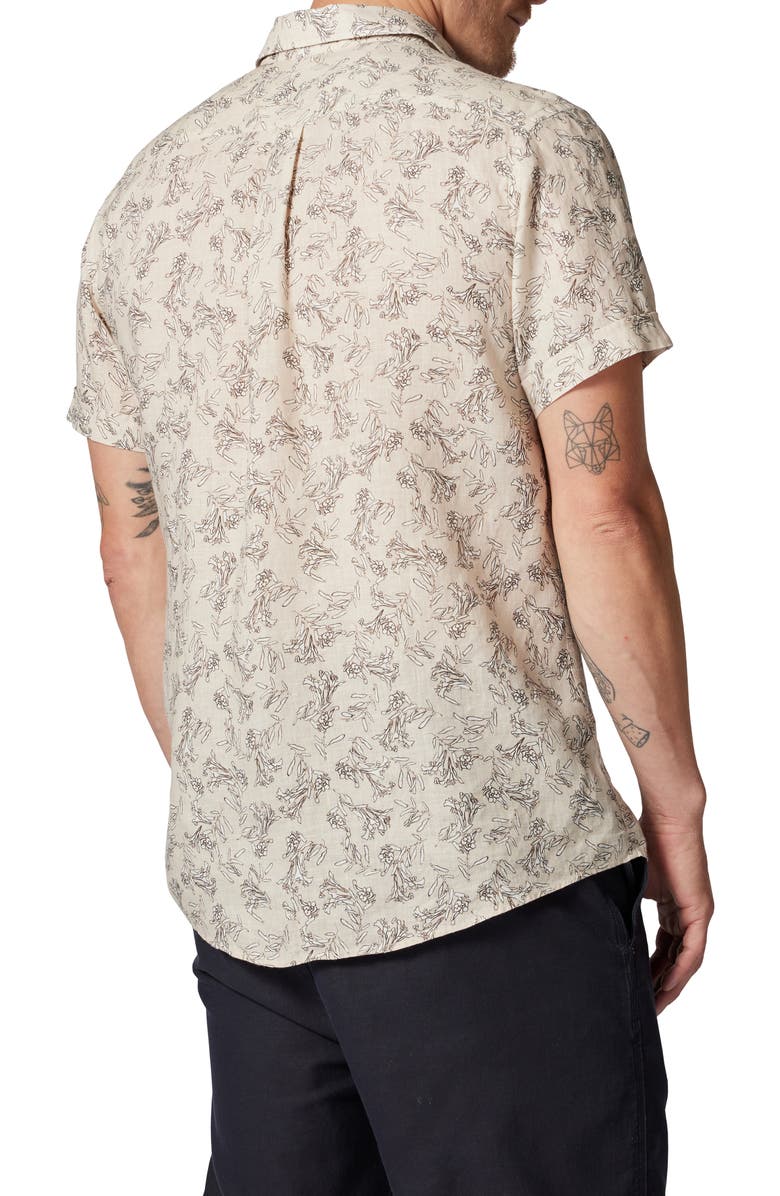 Rodd & Gunn Flax Island Sports Fit Floral Short Sleeve Linen Button-Up Shirt, Alternate, color, 