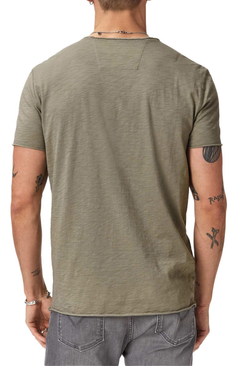 John Varvatos Raw Edge Shoulder Detail Graphic T-Shirt, Alternate, color, Light Olive