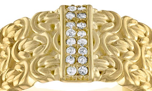 Fzn Diamond Chain Textured Band Ring In Gold
