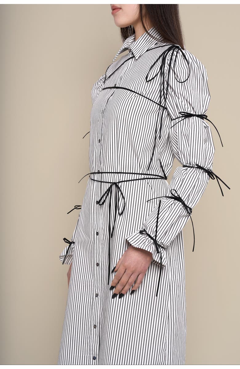 Contessa Mills Thomasin Cotton-Blend Long Sleeve Collared Midi Dress, Alternate, color, Black-White