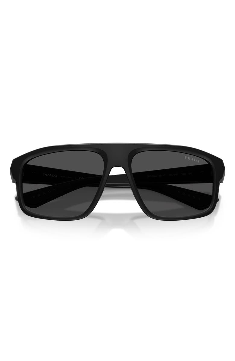 Prada Linea Rossa 59mm Shield Sunglasses, Alternate, color, Matte Black / Dark Grey