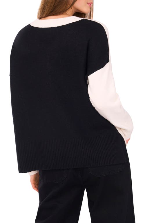 Vince Camuto Contrast High-low Sweater In White