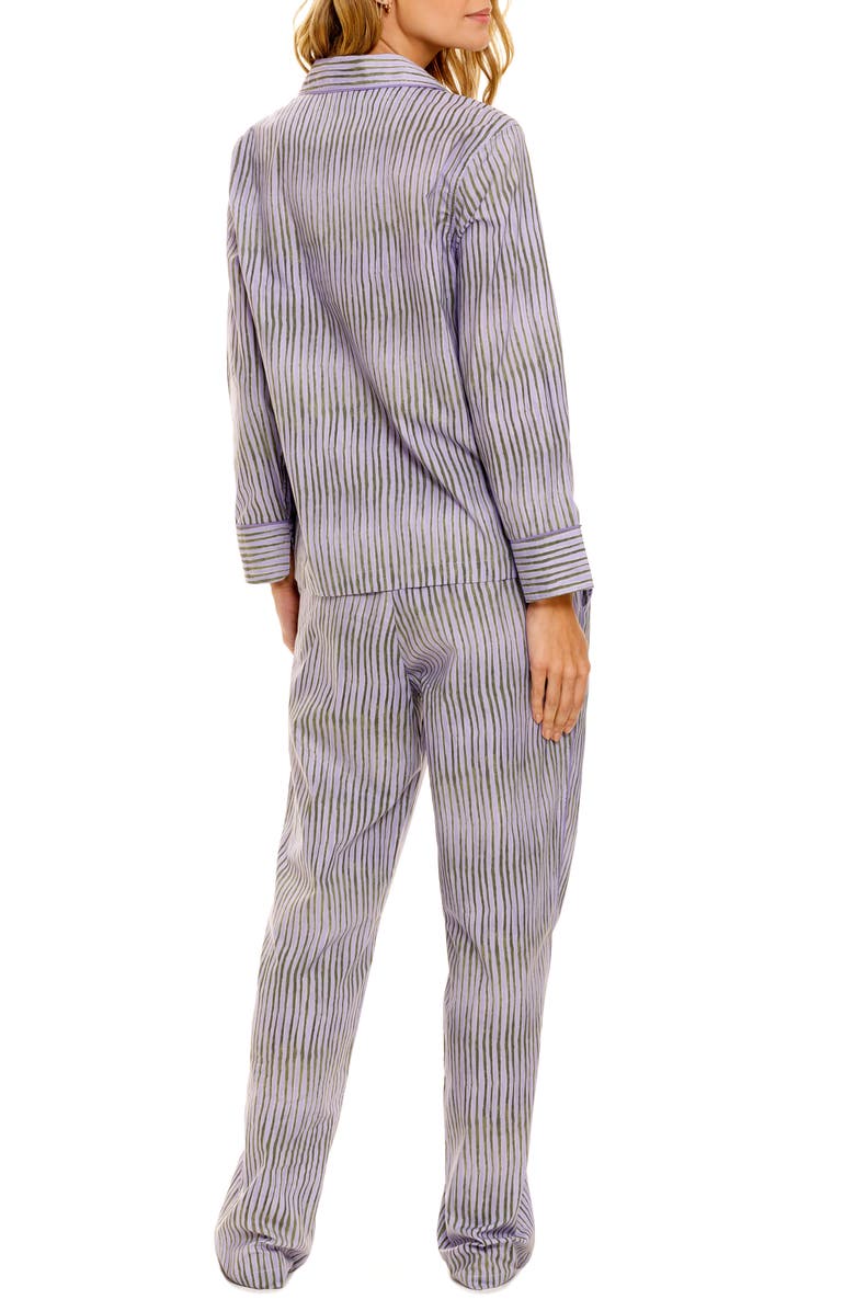 The Lazy Poet Emma Seagrass & Waves Cotton Pajamas, Alternate, color, Purple