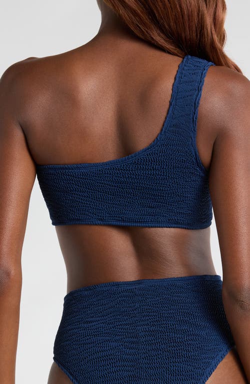 Cleonie Seascape One-shoulder Bikini Top In Navy