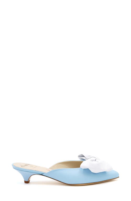Amalfi By Rangoni Antica Pointed Toe Kitten Heel Mule In Light Jeans/white Parm Bow