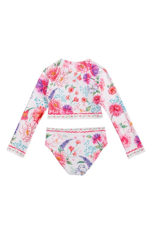 Shop Agua Bendita Kids' Caramel Chroma Long Sleeve Two-piece Rashguard Swimsuit