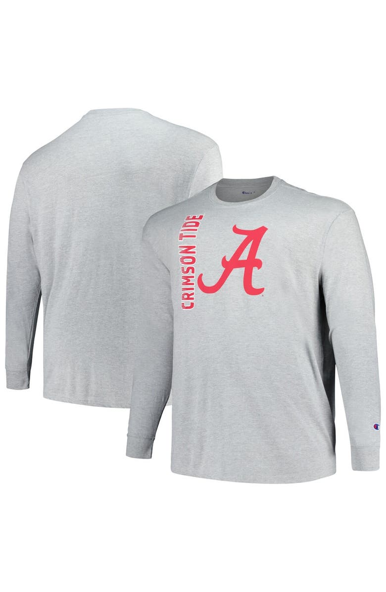 Champion Men's Champion Heather Gray Alabama Crimson Tide Big & Tall Mascot Long Sleeve T-Shirt, Alternate, color, 