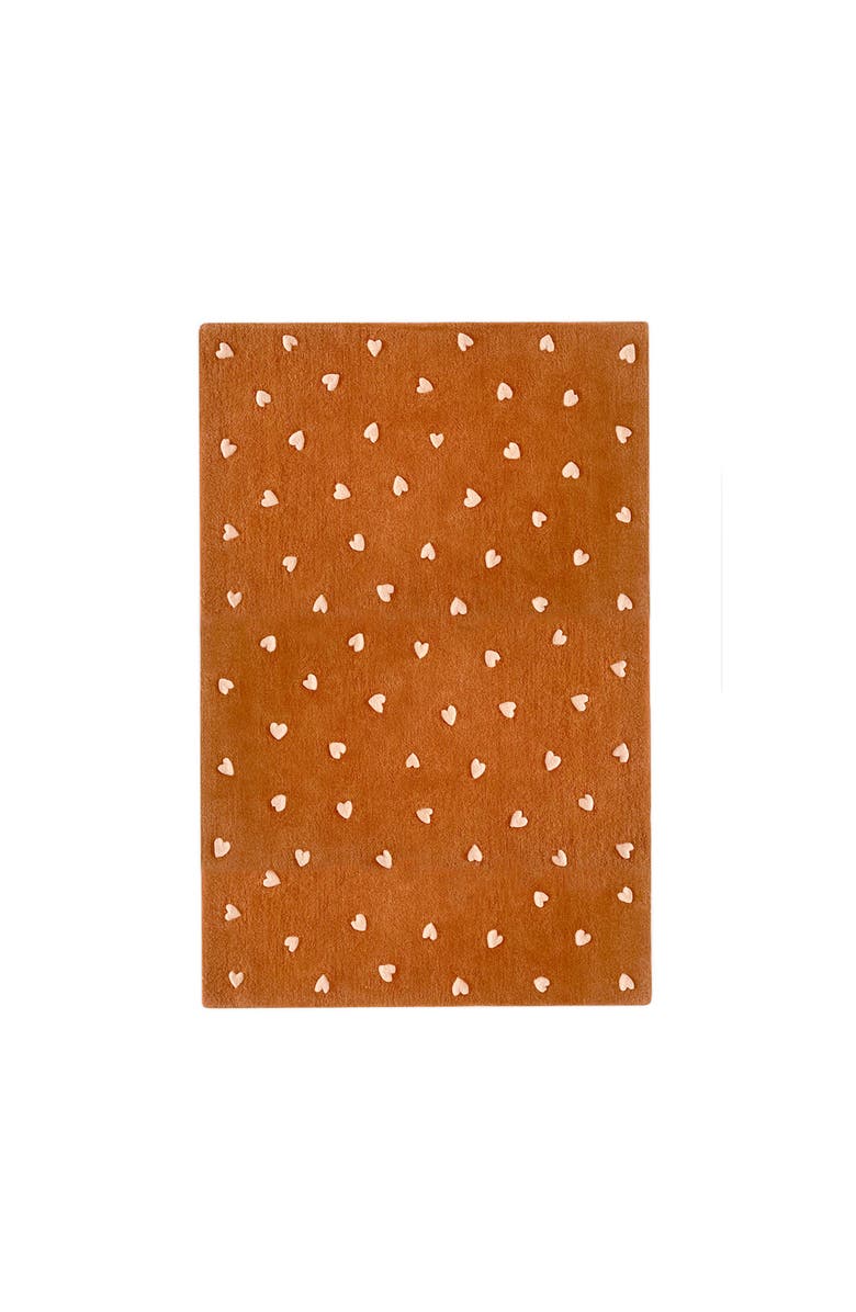 Maison Deux Hearts Rug, Main, color, Brown / Pink Print