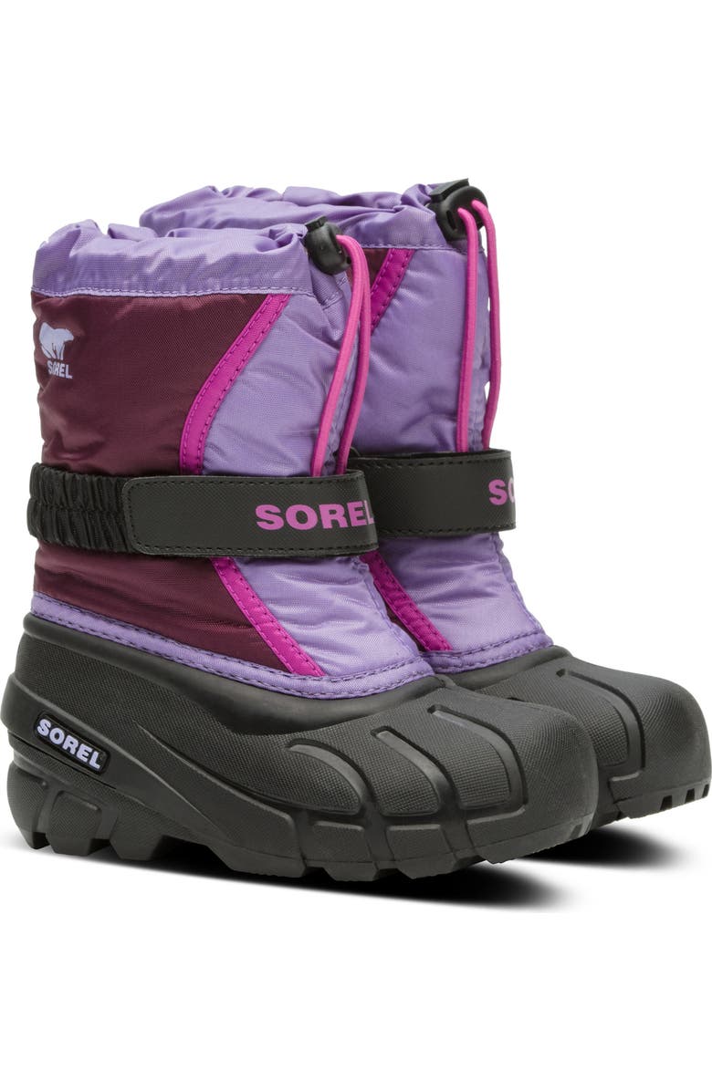 SOREL Kids' Flurry Waterproof Snow Boot, Main, color, Purple Dahlia/ Paisley Purple