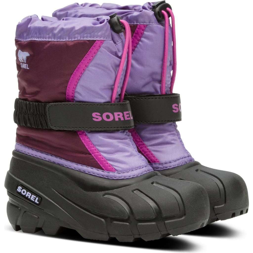 Sorel Kids' Flurry Waterproof Snow Boot In Purple Dahlia/paisley Purple