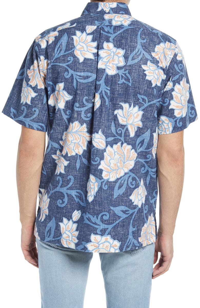 Reyn Spooner Pareo Japonica Floral Short Sleeve Button-Down Shirt, Alternate, color, 