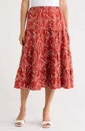 T Tahari Floral Embroidered Pull-On Skirt