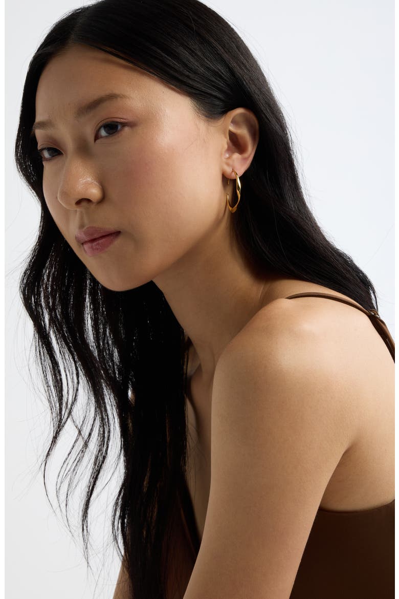 Fluted Hoop Earrings, Alternate, color, 14K GOLD PLATED