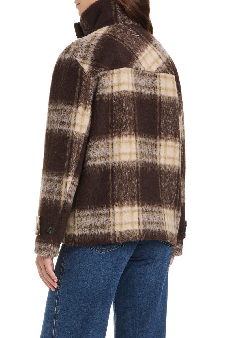 Plaid Wool Blend Short Coat, Alternate, color, BURNT UMBER PLAID