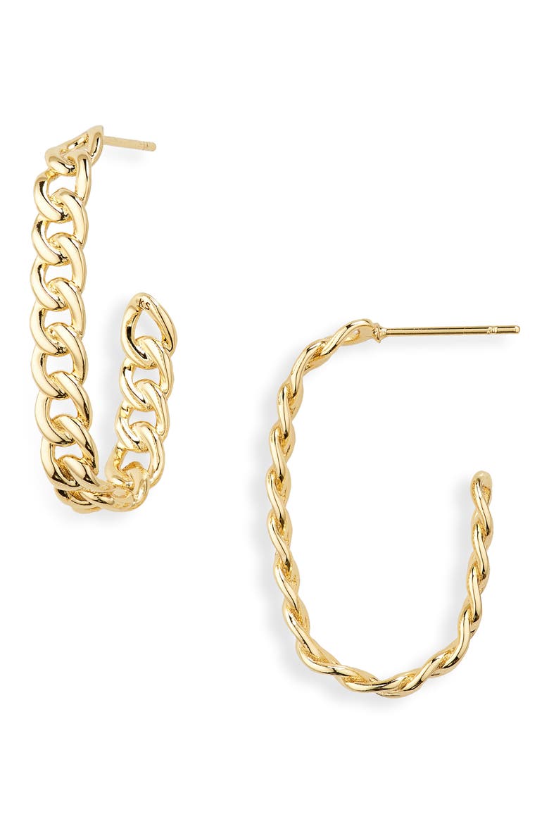 Grier Link Hoop Earrings, Main, color, GOLD METAL