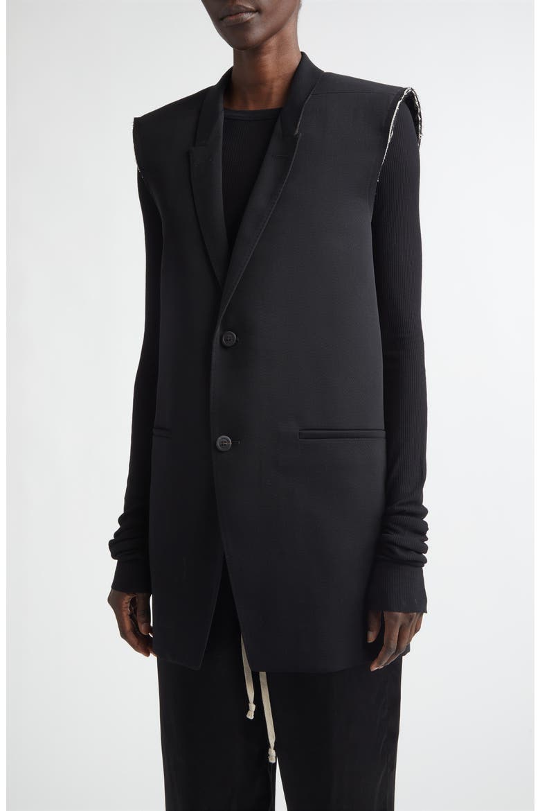 Raw Edge Wool Vest, Main, color, BLACK
