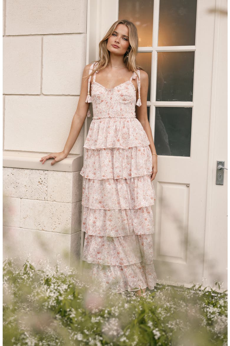christabel tiered maxi dress christabel tiered maxi dress blue floral Lilith Floral Amabel Tiered Maxi Dress BLUES / XL by Sugarlips