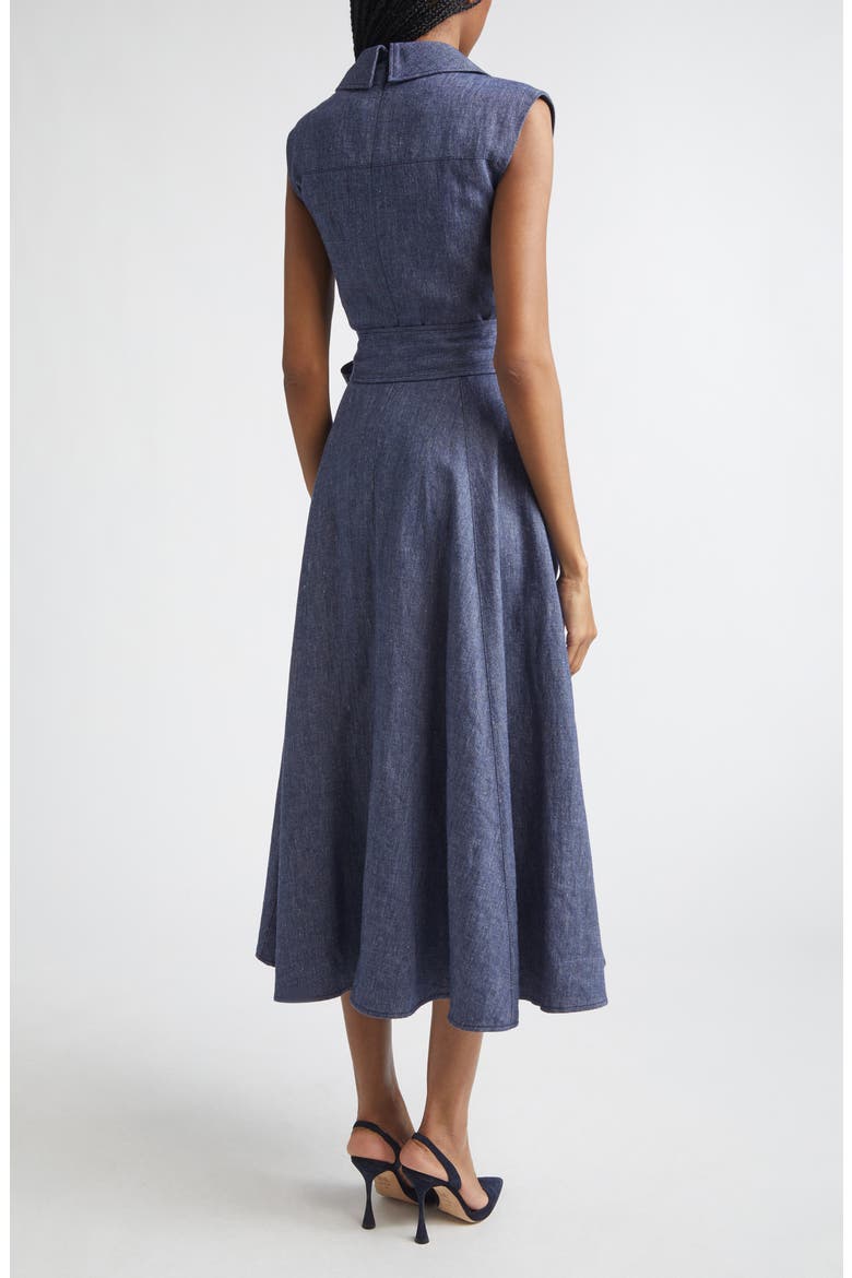 Sleeveless Midi Trench Dress, Alternate, color, DARK BLUE