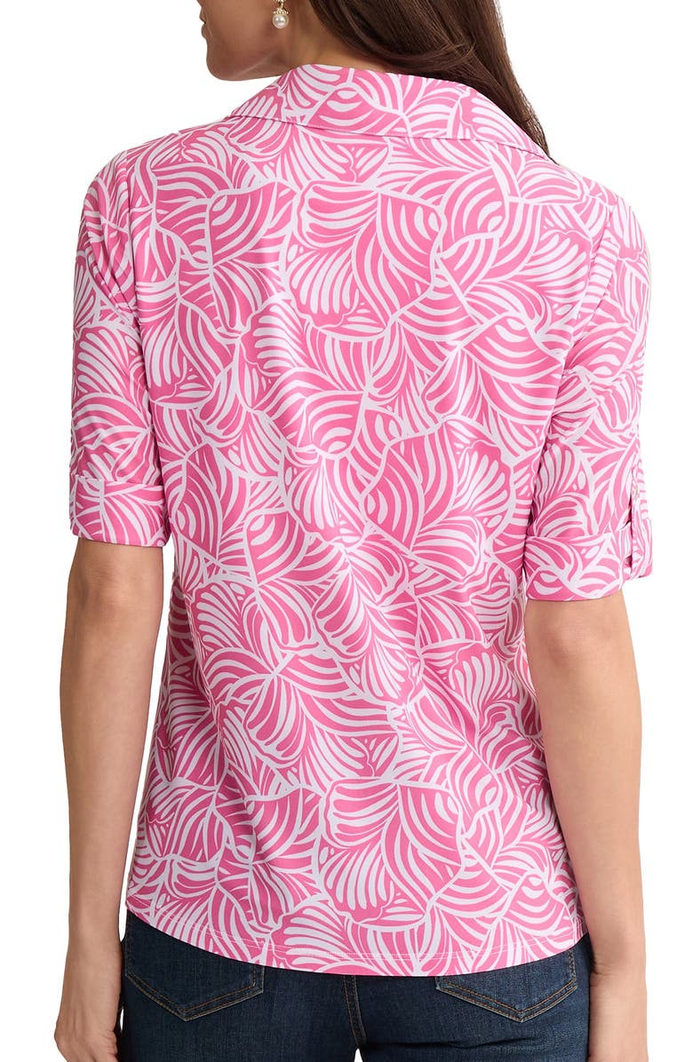 Jones New York Roll Tab Cuff Polo, Alternate, color, Dutch Pink/ Natural White