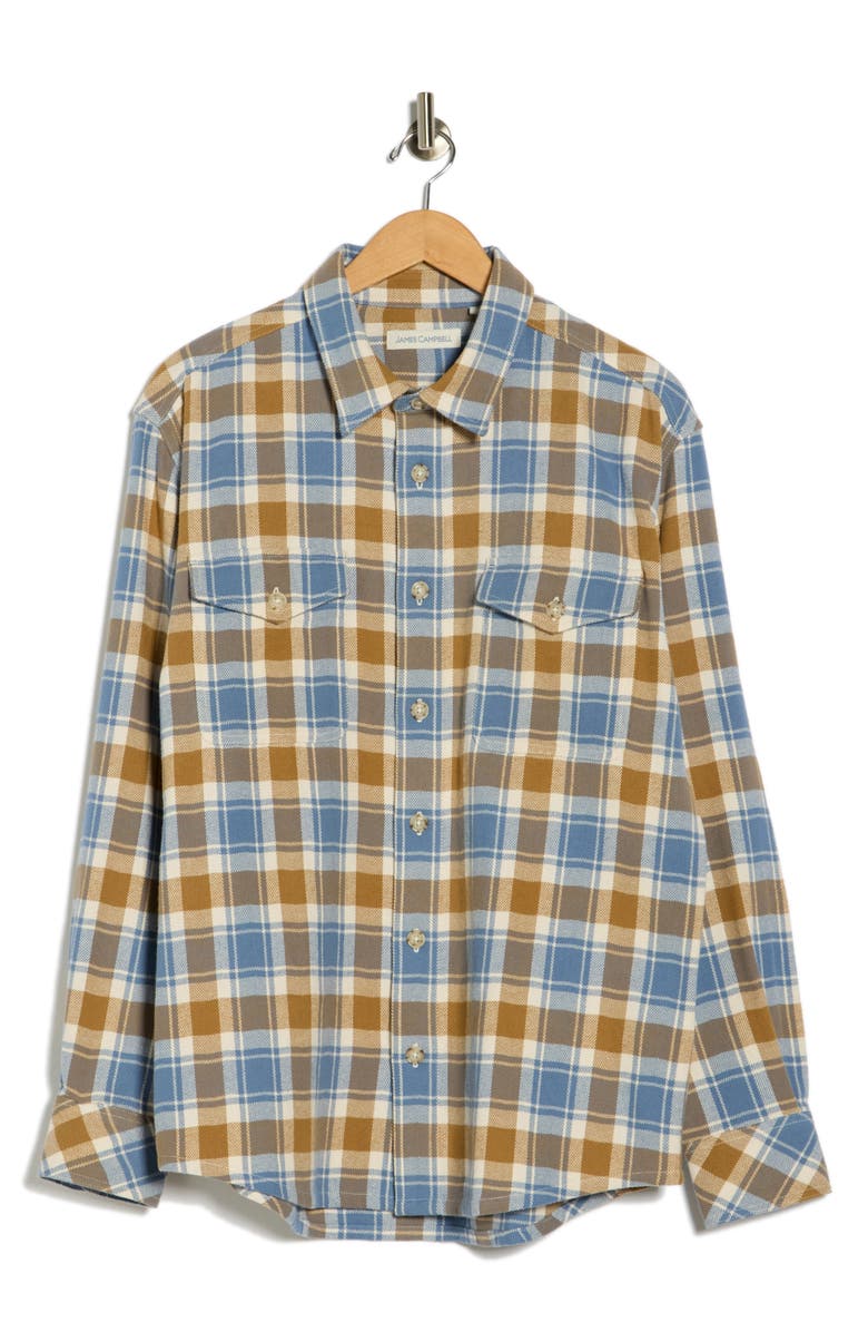 James Campbell Cayucos Plaid Overshirt, Alternate, color, Water