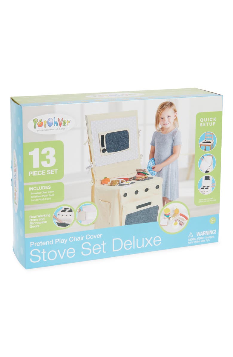 PopOhVer Stove Play Set Deluxe with Plush Food, Main, color, Brown