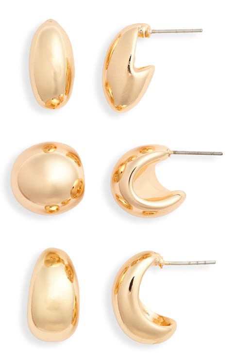 Set of 3 Puffy Hoop Earrings