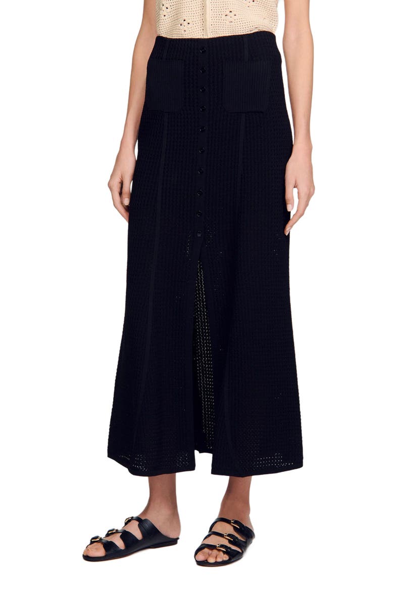 SANDRO Long decorative knit skirt, Alternate, color, 