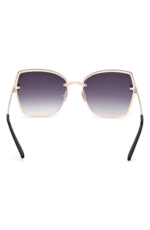 Tom Ford Nickie Metal Butterfly Sunglasses In Rose Gold/t Logo/smoke