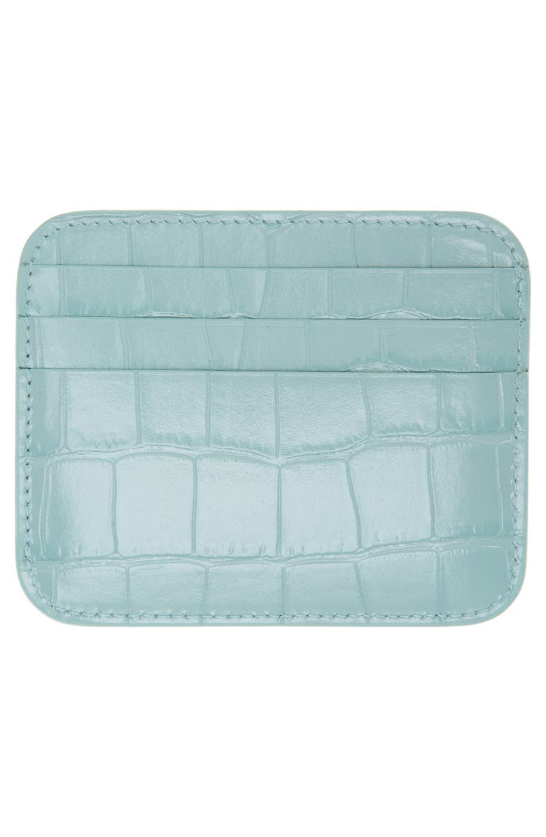 Balenciaga Cash Logo Croc Embossed Leather Card Holder, Alternate, color, 