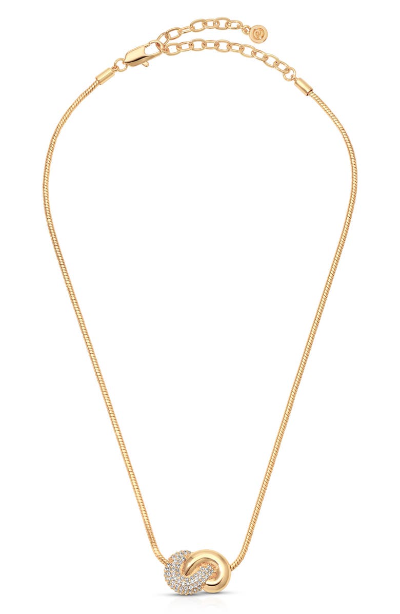 Ettika Love Me Knot Pendant Necklace, Alternate, color, Gold