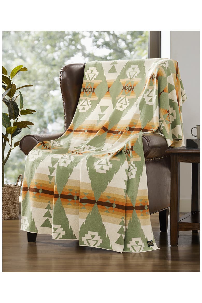 Siskiyou Geo Print Throw Blanket, Alternate, color, SAGE