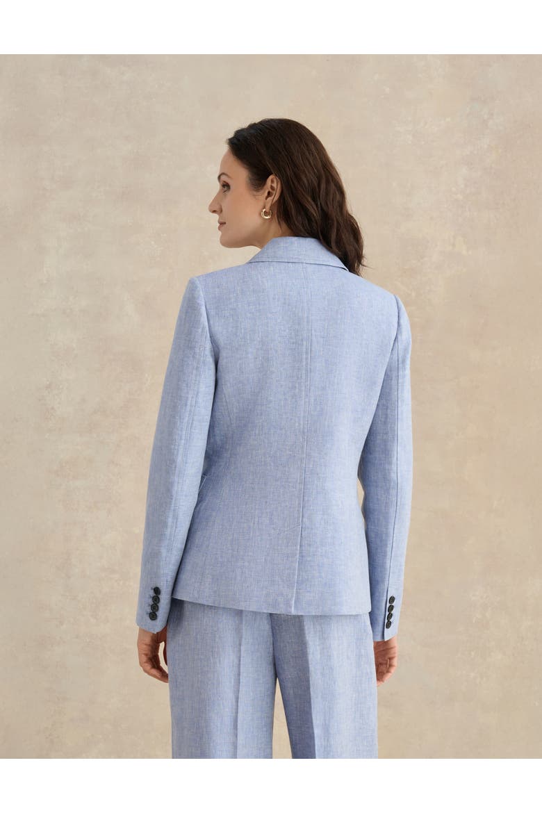 Estella Double Breasted Linen Jacket, Alternate, color, Blue White