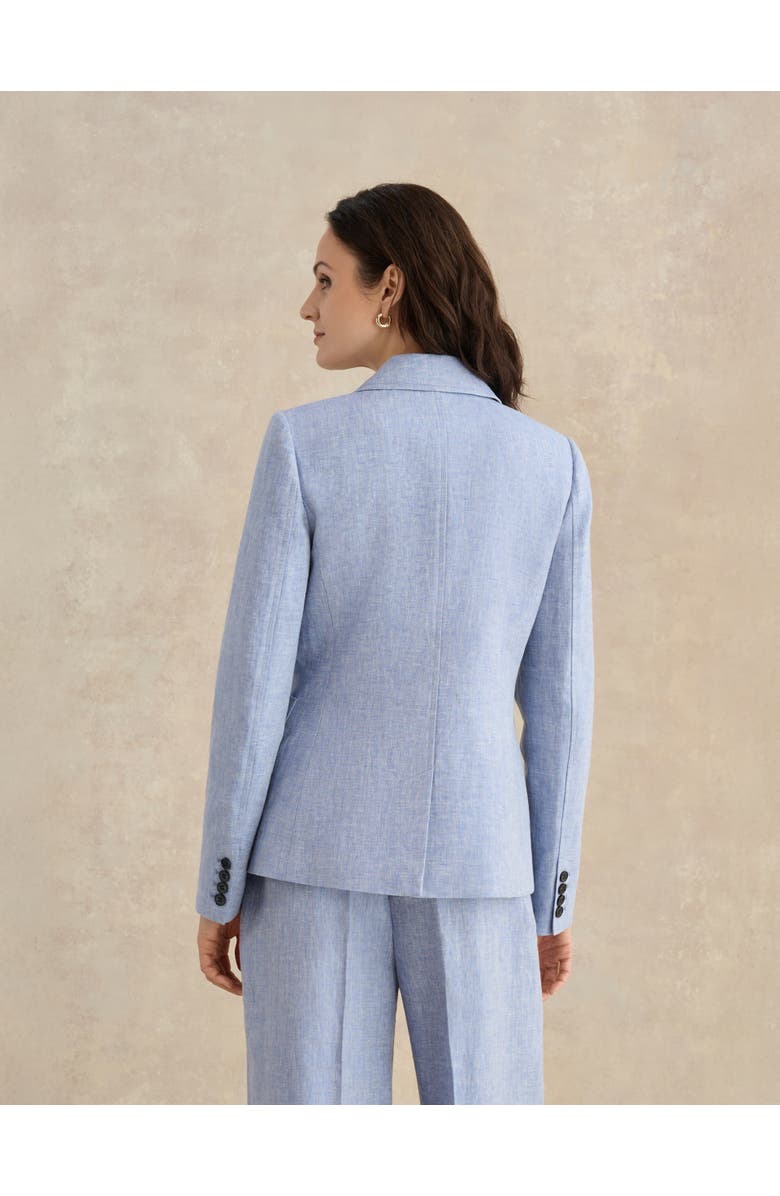 HOBBS LONDON Estella Double Breasted Linen Jacket, Alternate, color, Blue White