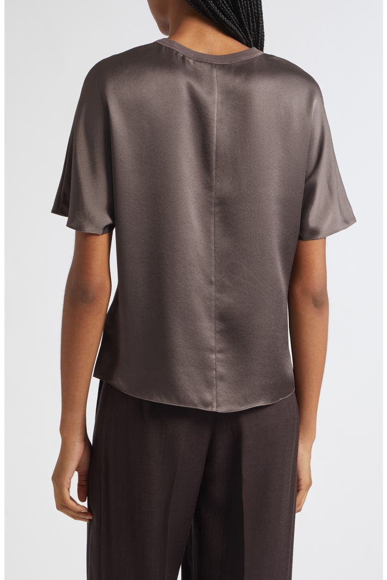 Lena Crewneck Silk T-Shirt, Alternate, color, MAUVE