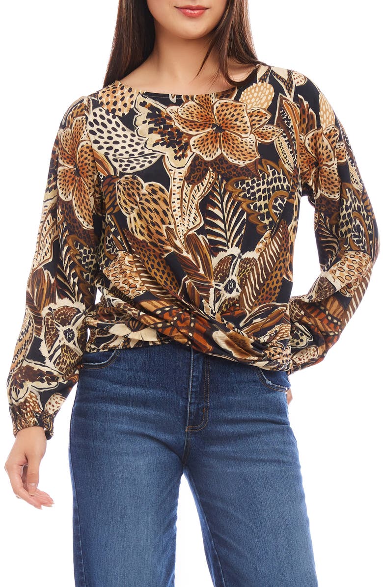 Karen Kane Floral Print Drape Front Top, Main, color, 