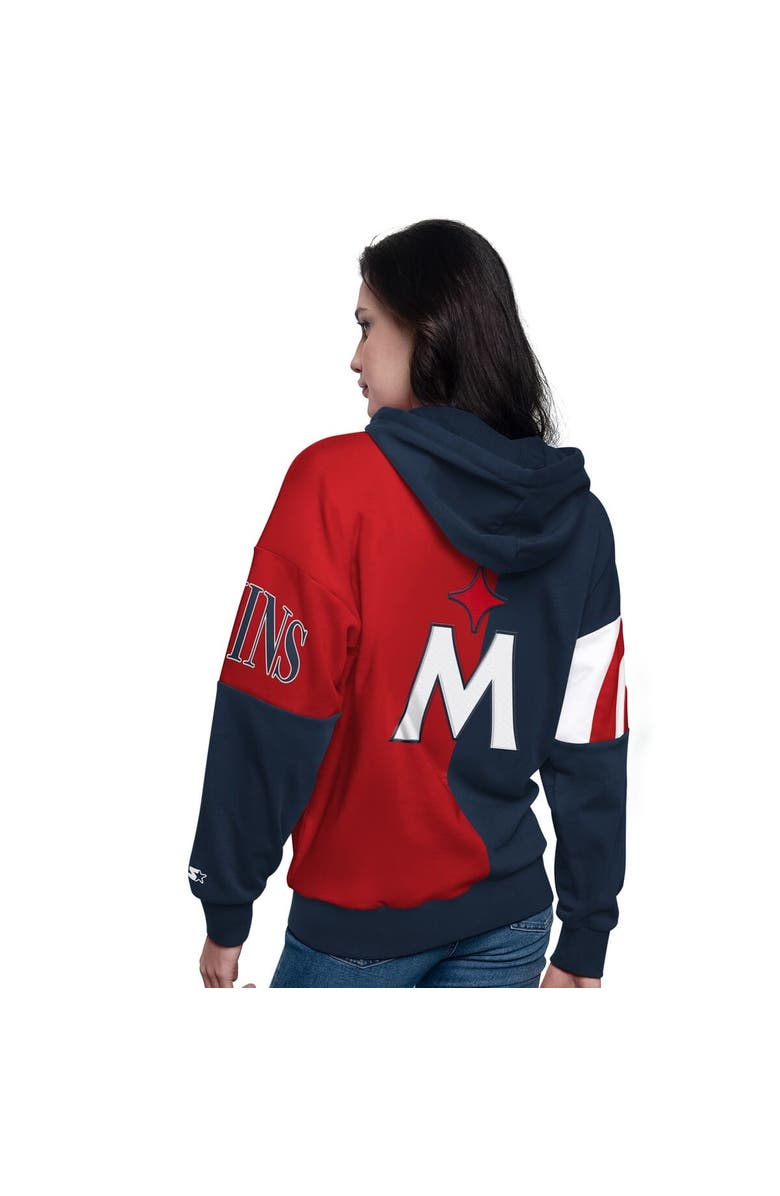 STARTER Women's Starter Navy/Red Minnesota Twins Curve Ball Full Zip Hoodie Sweatshirt, Alternate, color, 