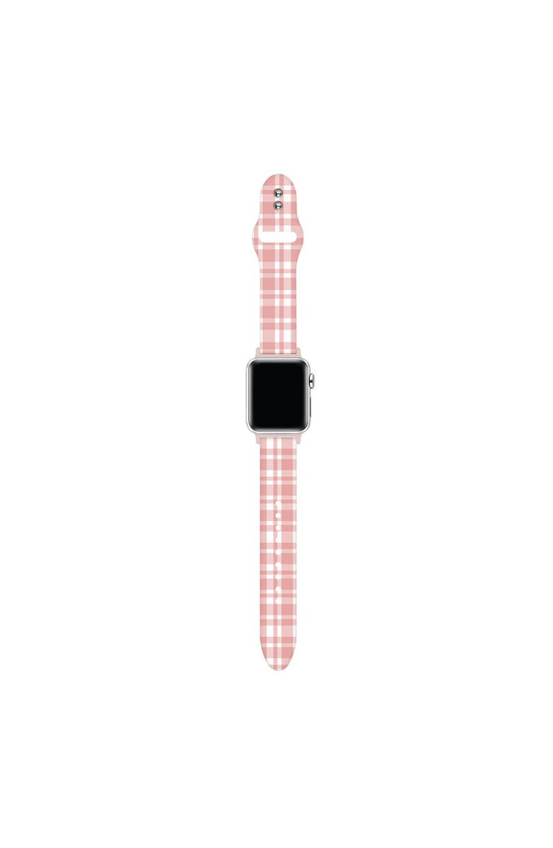 Posh Tech Blush Plaid Silicone Band for Apple Watch + Smartwatch, Alternate, color, Blush Plaid