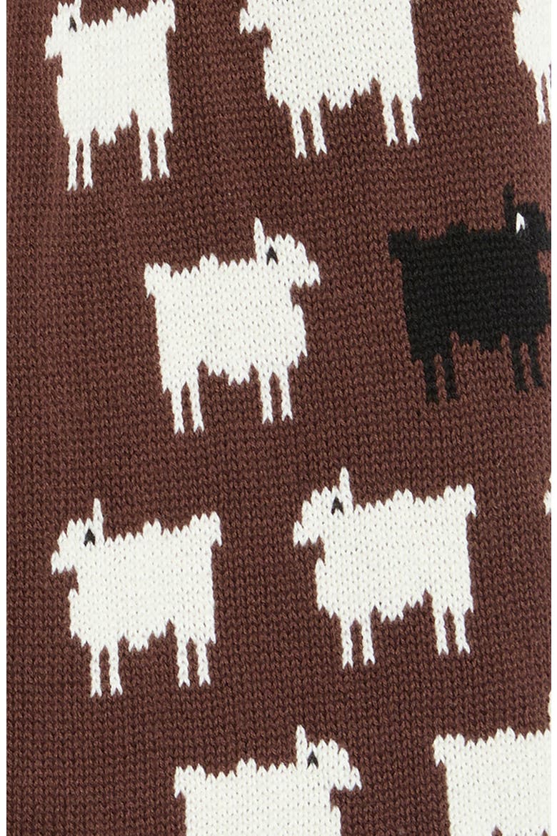 Sheep Cotton Scarf, Alternate, color, BROWN