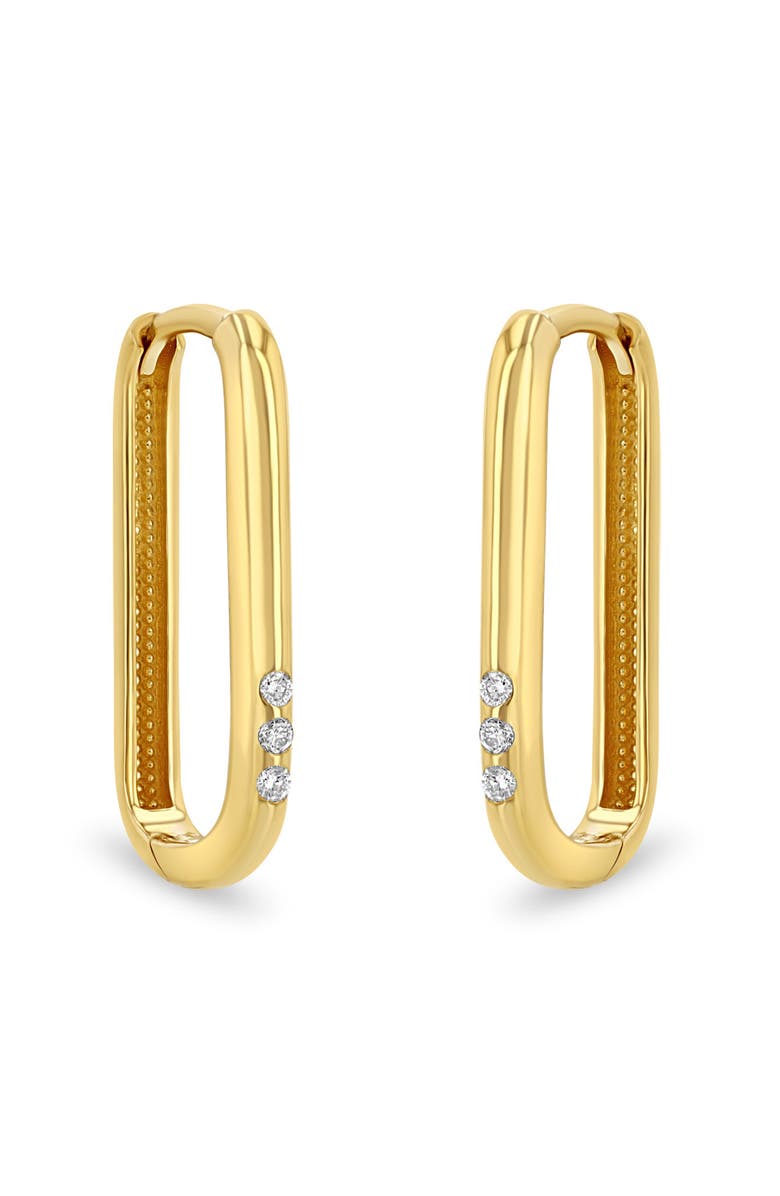 Zoë Chicco Three Diamond Oval Hoop Earrings, Main, color, 14K Yellow Gold