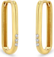 Zoë Chicco Three Diamond Oval Hoop Earrings