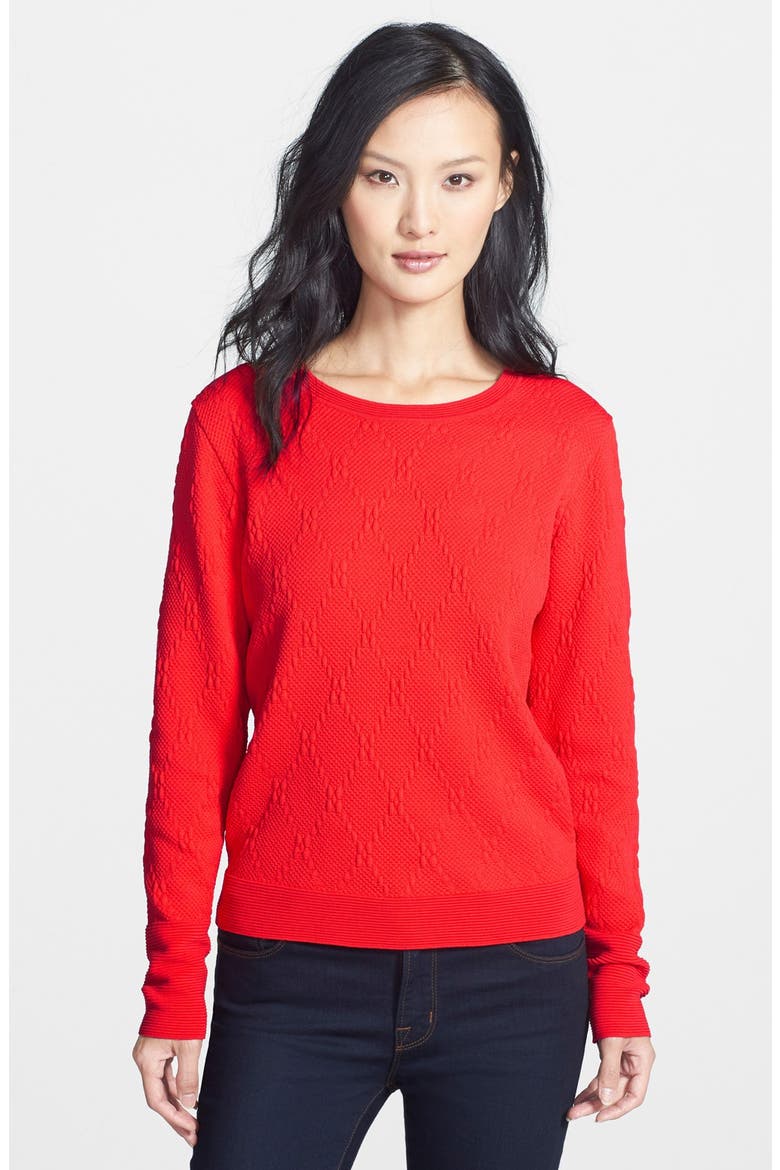 Diamond Jacquard Sweater, Main, color, RED SCARLET