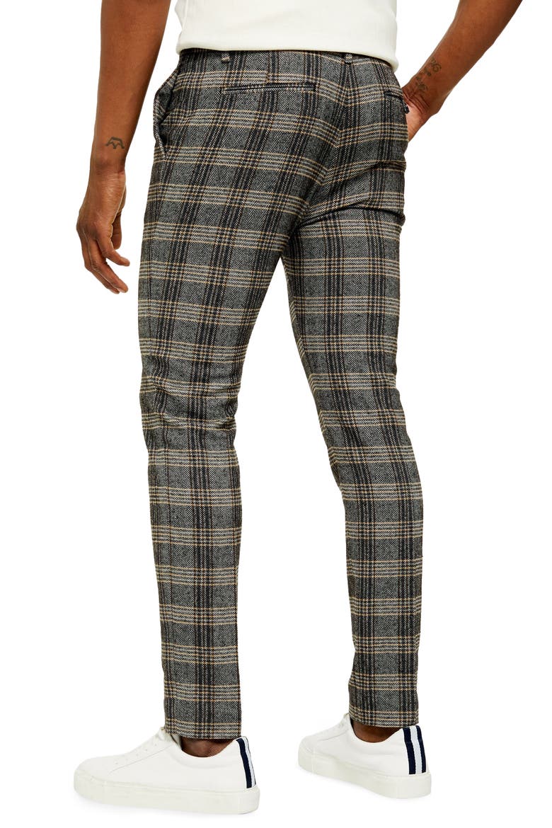 Juice Skinny Fit Plaid Herringbone Pants, Alternate, color, GREY MULTI