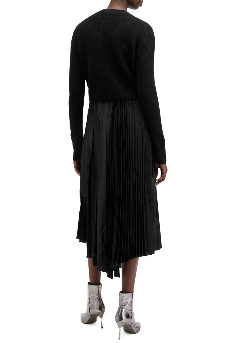 Jax Wool Blend Sweater & Pleated Sleeveless Dress, Alternate, color, BLACK