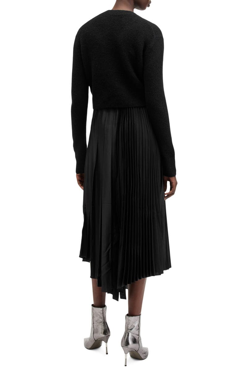 AllSaints Jax Wool Blend Sweater & Pleated Sleeveless Dress, Alternate, color,