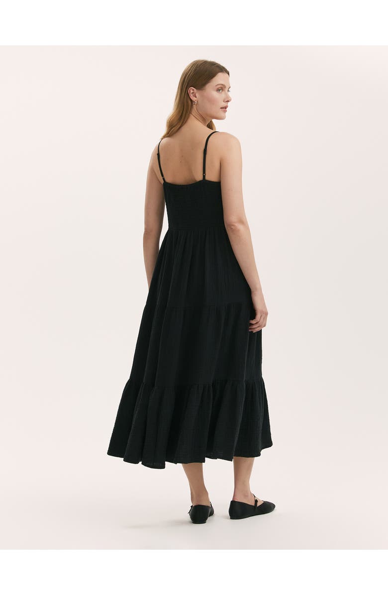 Finery London Emmie Cotton Strappy Midi Tiered Dress, Alternate, color, Black
