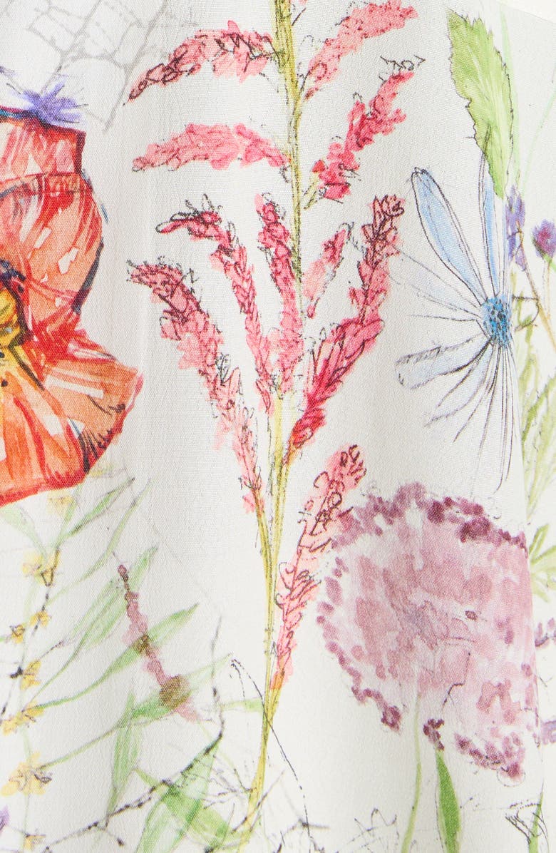 McQueen Meadow Floral Piped Pajama Shirt, Alternate, color, White