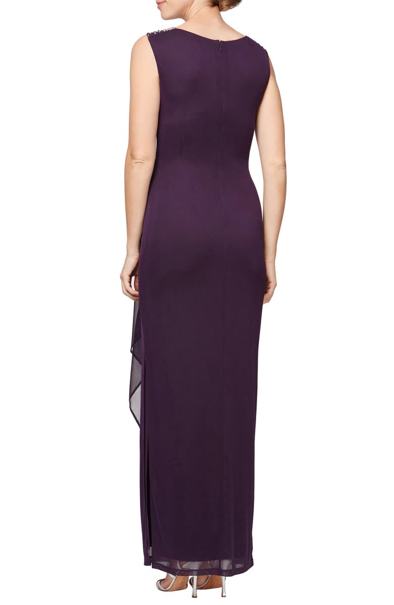 Alex Evenings Beaded Mesh Yoke Chiffon Gown, Alternate, color, 