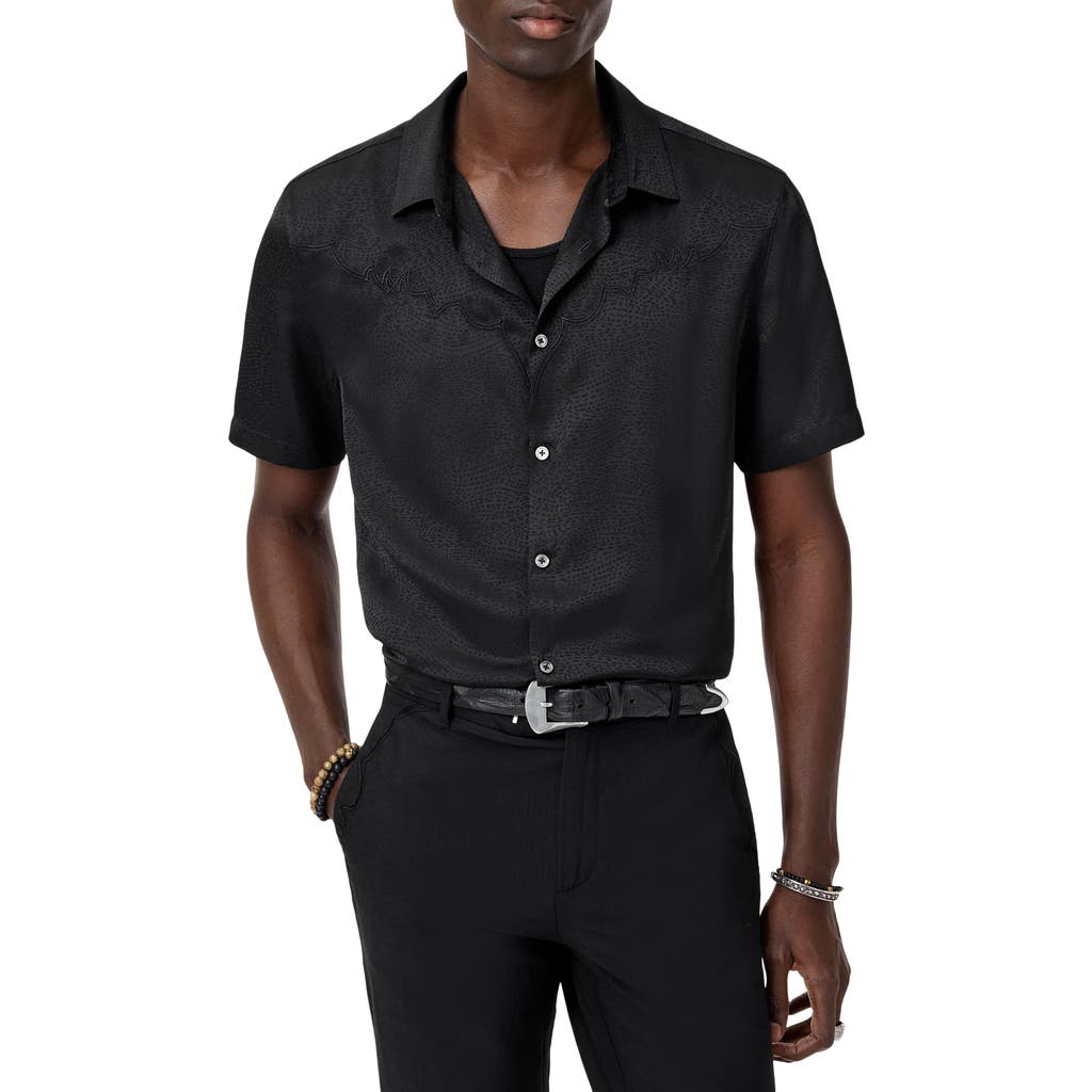 John Varvatos Bodie Short Sleeve Button-up Shirt In Black